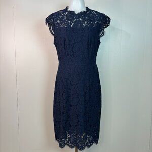 Merokeety Cocktail Dress Small Navy Blue Lace Cap Sleeve Party Wedding Guest